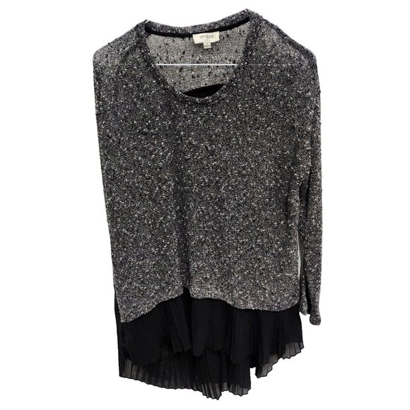 Umgee Tops - Umgee Womens BOHO Tunic Top Medium Black Gray Marled Open Knit Minimalist